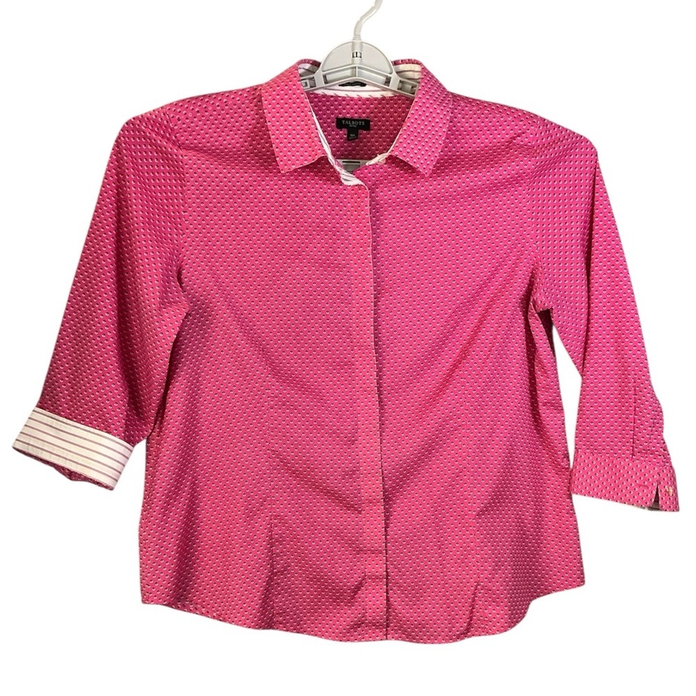 Talbots Hot Pink Micro Dot Button-Down Shirt